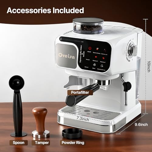 oveisn Espresso Machine Professional Home Espresso Maker Espresso Coffee Fast Heating for Cappuccino/Latte Coffee Machine for Home, Office for Latte Cappuccino-White