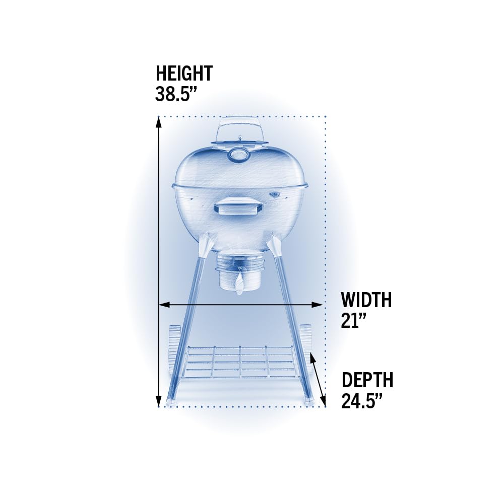 Napoleon NK18 Premium Charcoal Kettle Grill, Black, Porcelain-Enameled Lid and Bowl, Chrome-Plated Cooking Grid