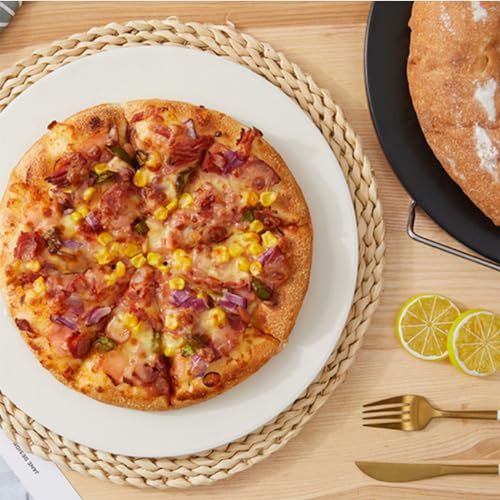 AUPLEX 9'' Pizza Stone for Oven and Grill Round Baking Stone Heavy Duty Cordierite Pizza Cooking Pan for Indoor Electric Ovens Baking Crisp Crust Pizza Bread with RV Oven Home(23cm*1cm)