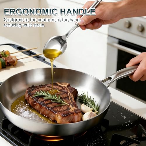 Fruikit Stainless Steel Cookware Set - 21 PCS Kitchen Cookware Sets with 3-Ply Frying Pan, Even Heating, Cool Handle, Chef Quality Cooking Set, Pots and Pans Set Induction Ready, Dishwasher Safe