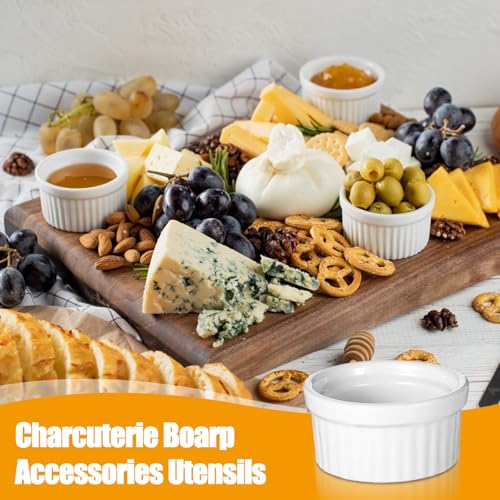24 Pcs 1 oz Mini Ramekins Small White Ceramic Porcelain Souffle Dish Custard Sauce Dipping Dessert Cups Oven Safe Bowls for Charcuterie Pudding Creme Brulee Condiment Baking Bakeware