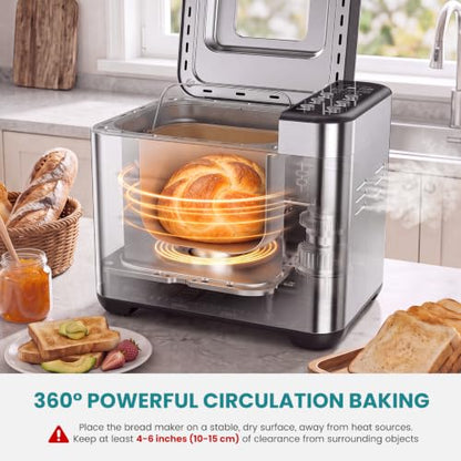 OLIXIS Bread Maker, 21-IN-1 Bread Machine, 2LB Automatic Stainless Steel