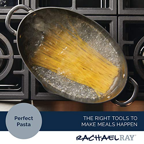 Rachael Ray 80090 Professional Hard Anodized Nonstick Cookware Oval Pasta Pot/Braiser, 8 Quart - Gray