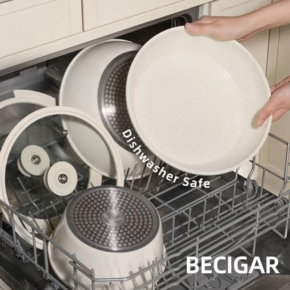 BECIGAR 23PCS Ceramic Pots and Pans Set,Nonstick, Removable Handle Pots and Pans Set, Stackable Pan Set, Ceramic Nonstick Pan Non Stick for Easy Cooking