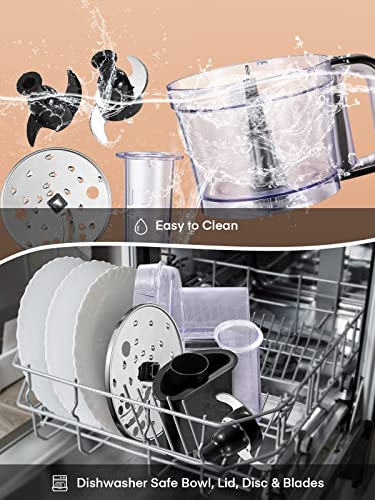 FOHERE Food Processor, 12 Cup, 2-in-1 Feed Chute Procesador de Alimentos Electrico, 500W, BPA Free, Stainless Steel, Procesador de Alimentos for Mincing, Dicing, Shredding, Puree & Kneading Dough