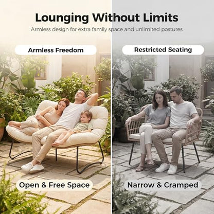 RADIATA Outdoor Patio Loveseat, Boho Lounge Couch with Comfy Thick Cushion