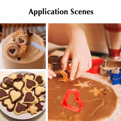 HiempTru Cookie Cutter Set 24 PCS, Heart Star Round Shapes Cookie Cutters Mold Plastic Homemade Mini Biscuit Cutters Sandwich Cutter for DIY, Kitchen, Baking, Birthday, Pancake Maker Supplies 2 Inch