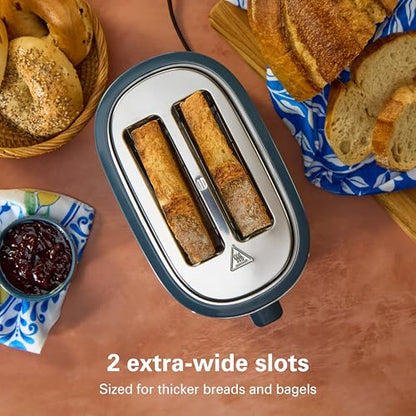 Hamilton Beach 2 Slice Extra Wide Slot Toaster with Bagel & Defrost Settings, Shade Selector with 7 Browning Levels, Toast Boost, Auto Shutoff, Kitchen Makeover Blue (22634)