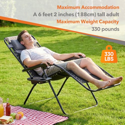 Sweetcrispy Oversized Padded Zero Gravity Lounge Chairs, Outdoor Recliner