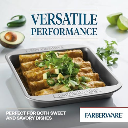 Farberware Nonstick Bakeware 9x9 Baking Pan, Square Cake Pan, Gray