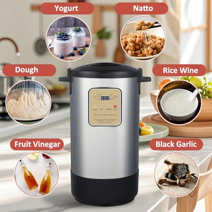 12L/12.68 qt Homemade Yogurt Maker, Commercial Yogurt Maker, Greek Yogurt Machine, Stainless Steel Inner Pot, Time and Temperature Control, for Commercial Home Organic Yogurt, Cheese, Fruit Wine