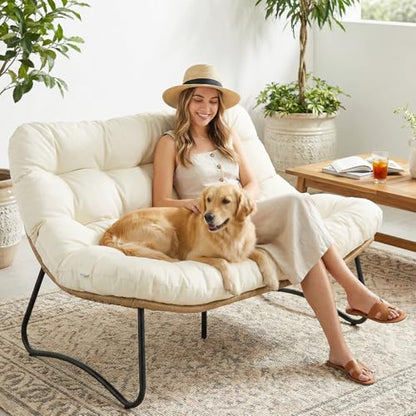 RADIATA Outdoor Patio Loveseat, Boho Lounge Couch with Comfy Thick Cushion