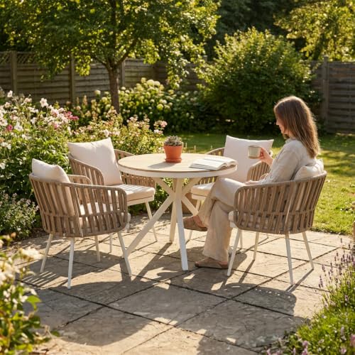 SUNSITT Outdoor Dining Set for 4, Metal Patio Furniture Dining Table Set