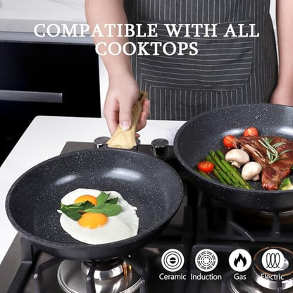 GiPP Non Stick Frying Pan - 8" Nonstick Pan Skillet with Ceramic Coating,Non Toxic Fry Pans for Cooking, Omelette Pan with Stay Cool Handle, Induction Compatible, PFAS/PTFE/PFOA Free (Gray)