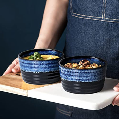 UNICASA Ramekin Set of 2, UNICASA 8 oz Creme Brulee Ramekins, Oven Safe Baking Set for Custard, Pudding, Souffle Cups, Reactive Blue
