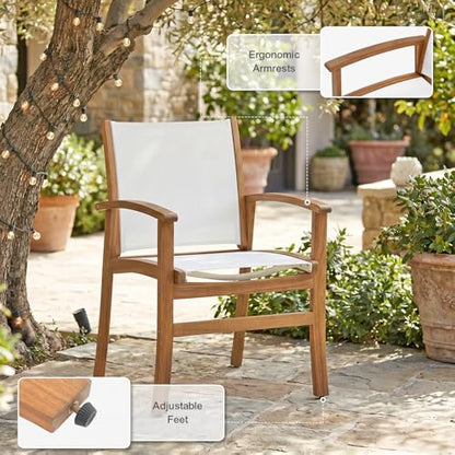 SUNSITT 7-Piece Outdoor Patio Dining Set w/Umbrella Hole, White