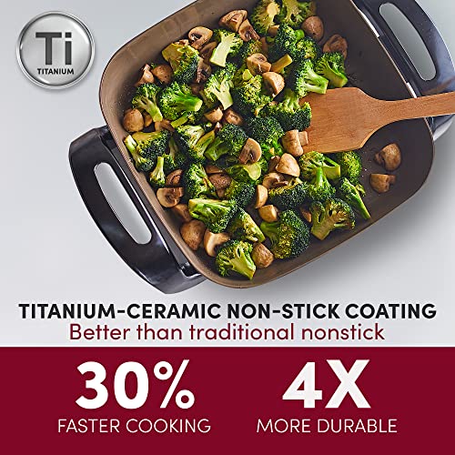 Elite Gourmet 6Qt Titanium Ceramic Skillet, 1200W, Scratch-Resistant
