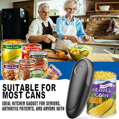 Electric Can Opener, One-Touch Automatic Can Opener for Seniors with Arthritis, Smooth Edge, Hands-Free, Fast Opening, Battery Powered, Food Safe Portable Electric Can Openers for Kitchen (Gray)