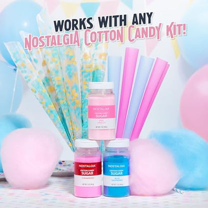 Nostalgia Countertop Cotton Candy Machine – Use Normal or Sugar-Free Candy or Flossing Sugar – Includes 2 Reusable Cones and Measuring Scoop – Pink