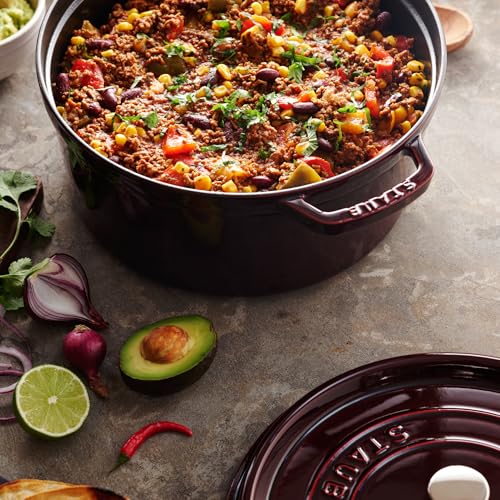 Staub Cast Iron 7-qt Round Cocotte - Grenadine