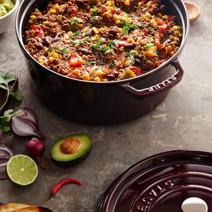 Staub Cast Iron 7-qt Round Cocotte - Grenadine