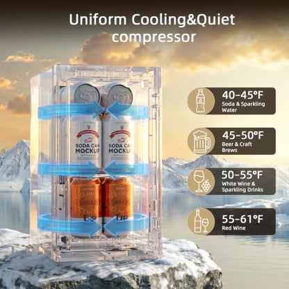 Antarctic Star 10L Mini Fridge, Beverage Refrigerator Small Drink Fridge for Bedroom, beverage cooler with Digital Temp Adjustment 40-61°F, Ideal for Bedroom, Dormitory, Office, Bar and Kitchen