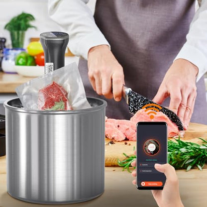 WiFi Sous Vide Precision Cooker 1100 Watts Sous Vide Machine Precision Immersion Circulator for Perfect Steak, Tender Chicken & Healthy Meals, Ultra-Quiet, App Recipes, Fast Heating, IPX7 Waterproof