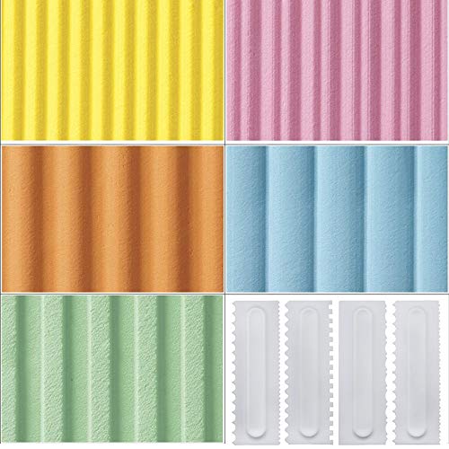 Mwellewm 4 Pcs/set Cake Scraper Decorating Plastic Sawtooth Comb Mousse Butter Cream Cake Edge Tools Plastic Sawtooth Cake Icing Smoother Kitchen Baking Cake Edge DIY Tool