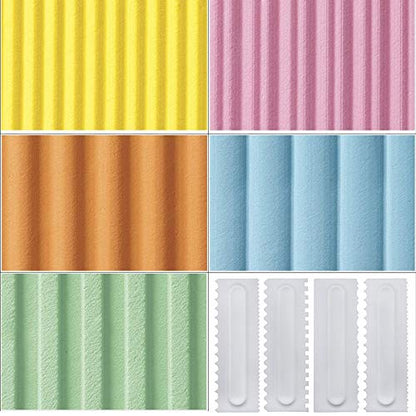 Mwellewm 4 Pcs/set Cake Scraper Decorating Plastic Sawtooth Comb Mousse Butter Cream Cake Edge Tools Plastic Sawtooth Cake Icing Smoother Kitchen Baking Cake Edge DIY Tool