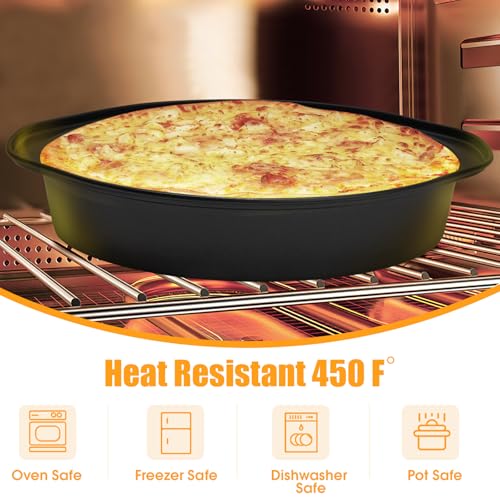 tutikuki 8" Round Cake Pan, 3PCS Nonstick Cake Pans with 100 PCS Parchment Paper, Carbon Steel Cake Baking Pans with Handle, Dishwasher Safe