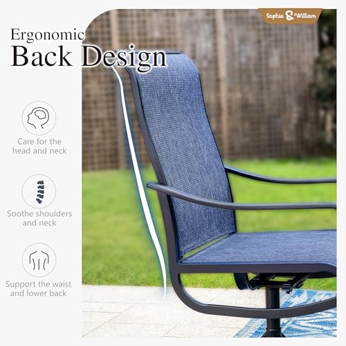 Sophia & William Patio Dining Set for 6 w/Swivel Textilene Chairs, Blue