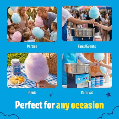 Wumple Professional Cotton Candy Machine - Commercial Electric Maker with Drawer & Large Stainless Steel Bowl - Fast Heat-Up - Perfect for Parties & Business - Blue
