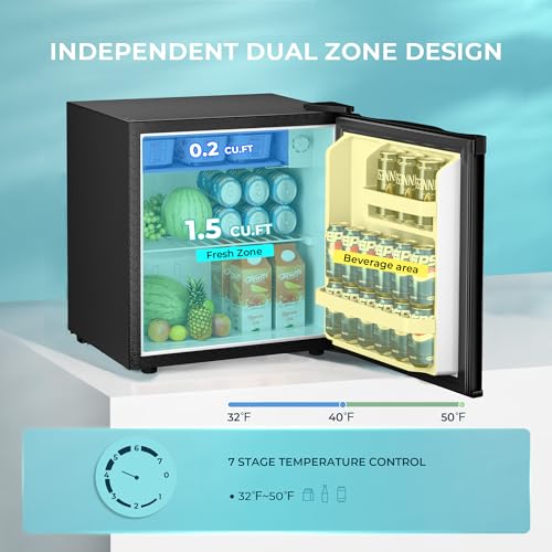 EUHOMY 1.7 Cu.Ft Mini Fridge, Compact Refrigerator for Dorm, Black