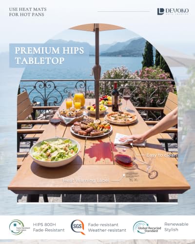 Devoko 7 Pcs Aluminum Patio Dining Sets with HIPS Tabletop