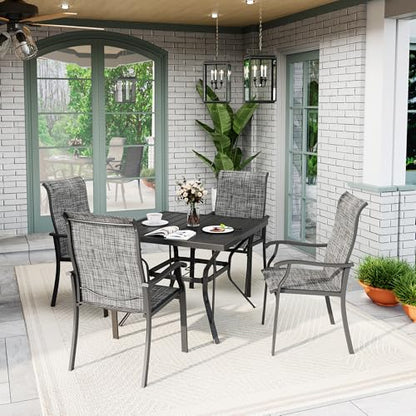 PATIOPIA 5-Piece Outdoor Dining Set, Patio Furniture Set with 4 Regular Chairs,Patio Dining Set with 1 Rectangular Table for Garden, Backyard, Poolside, Deck, Charcoal