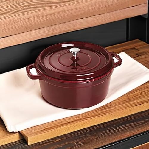 Staub Cast Iron 7-qt Round Cocotte - Grenadine