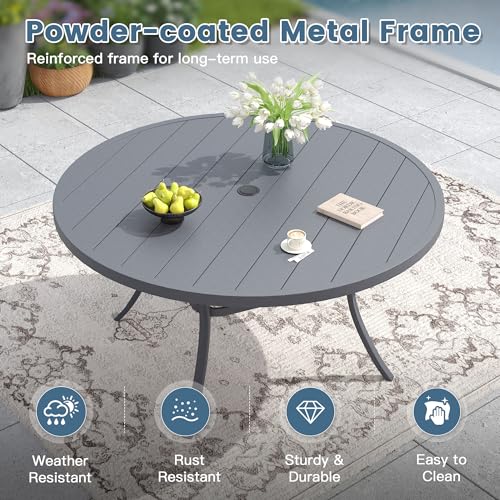 DIFY 11 Piece Outdoor Dining Set, Metal Table & Textilene Chairs, Grey