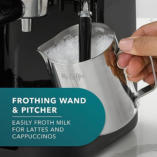 Mr. Coffee 4-Shot Steam Espresso Cappuccino and Latte Maker with Stainless Steel Frothing Pitcher