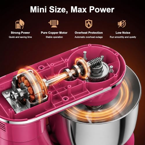 Honinst 4QT Electric Stand Mixer, 10-Speed Tilt-Head Compact Kitchen Mixer