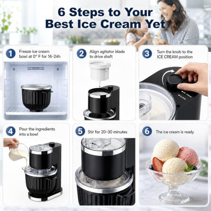 Ice Cream Maker & Shaved Ice Machine, 2-in-1 Slushie Machine