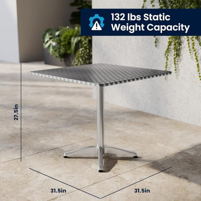 Flash Furniture Lila 31.5'' Square Aluminum Indoor-Outdoor Table Set with 2 Slat Back Chairs