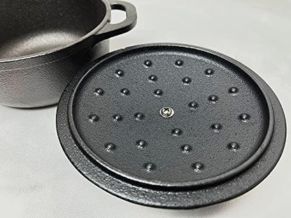 HAWOK Cast Iron Mini Dutch Oven, Dia5.51”, 23oz, with Bamboo Tray, Set of 2, Pre-seasoned