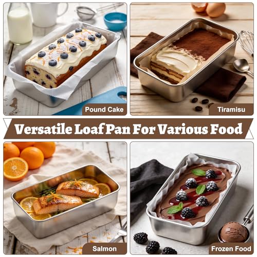 TeamFar Loaf Pans for Baking Bread, 9 x 5 Inch Stainless Steel Bread Loaf Pan with Lid, Meatloaf Pan Tin for Homemade Bread, Brownies, Meal Prep, Storage, Healthy & Dishwasher Safe - Set of 2