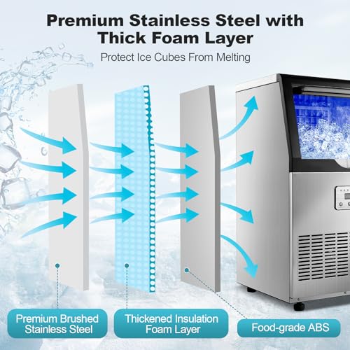 Amzgachfktch Commercial Ice Maker 100 Lbs/24H, Auto Self-Cleaning Ice Maker
