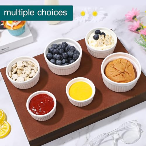 12 Pcs Ceramic Ramekins Oven Safe, Creme Brulee Ramekins for Baking, Small Bowls Dipping Sauce Dish Classic Style, Set of 12（2.5 oz 5 oz 8 oz）