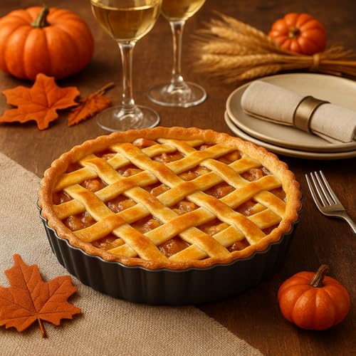 UWILLION 9.5 Inch Tart Pan 2.2 Inch Deep, Non-Stick Round Quiche Pan with Removable Bottom, Durable Carbon Steel Pie Pan for Cakes, Tarts, Pies and Mousse