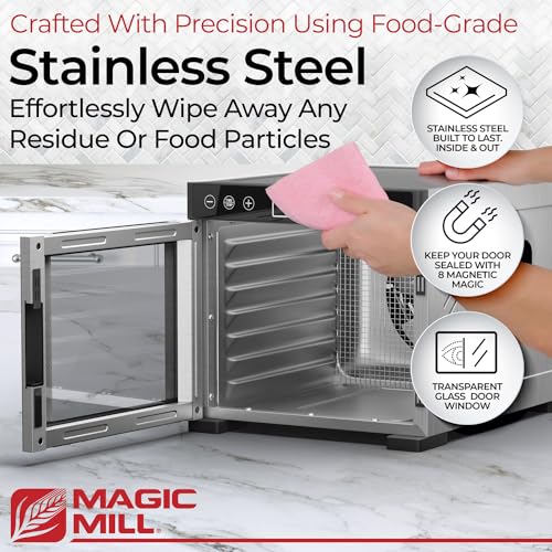 Magic Mill Pro 7-Tray Stainless Steel Food Dehydrator | Digital Timer & Temperature Control, Keep Warm Function, ETL Approved (Renewed)