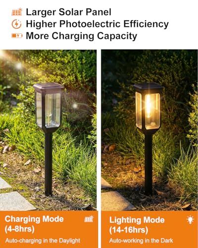 Tenmiro-Solar-Pathway-Lights-Outdoor-8-Pack-LED-Solar-Powered-Garden-Lights-Waterproof-IP65-Auto-On/Off-Outdoor-Light-for-Yard-Lawn-Patio-Path-Walkway-Driveway-Landscape-Lighting-Decor-3000K