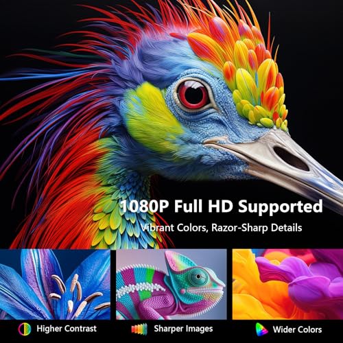 Portable Projector with Built-in Battery for Outdoor & Travel, Mini Projector with WiFi and Bluetooth, 1080P Supported, Electric Focus, Auto Keystone, 210° Rotatable Stand Home Theater( Iron Gray)