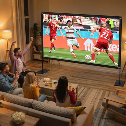 120inch Projector Screen with Stand: Portable Projector Screen Outdoor Indoor Front/Rear16:9 4K HD with Carry Bag, Sandbag - Lightweight Movie Screen for Backyard, Camping, Theater